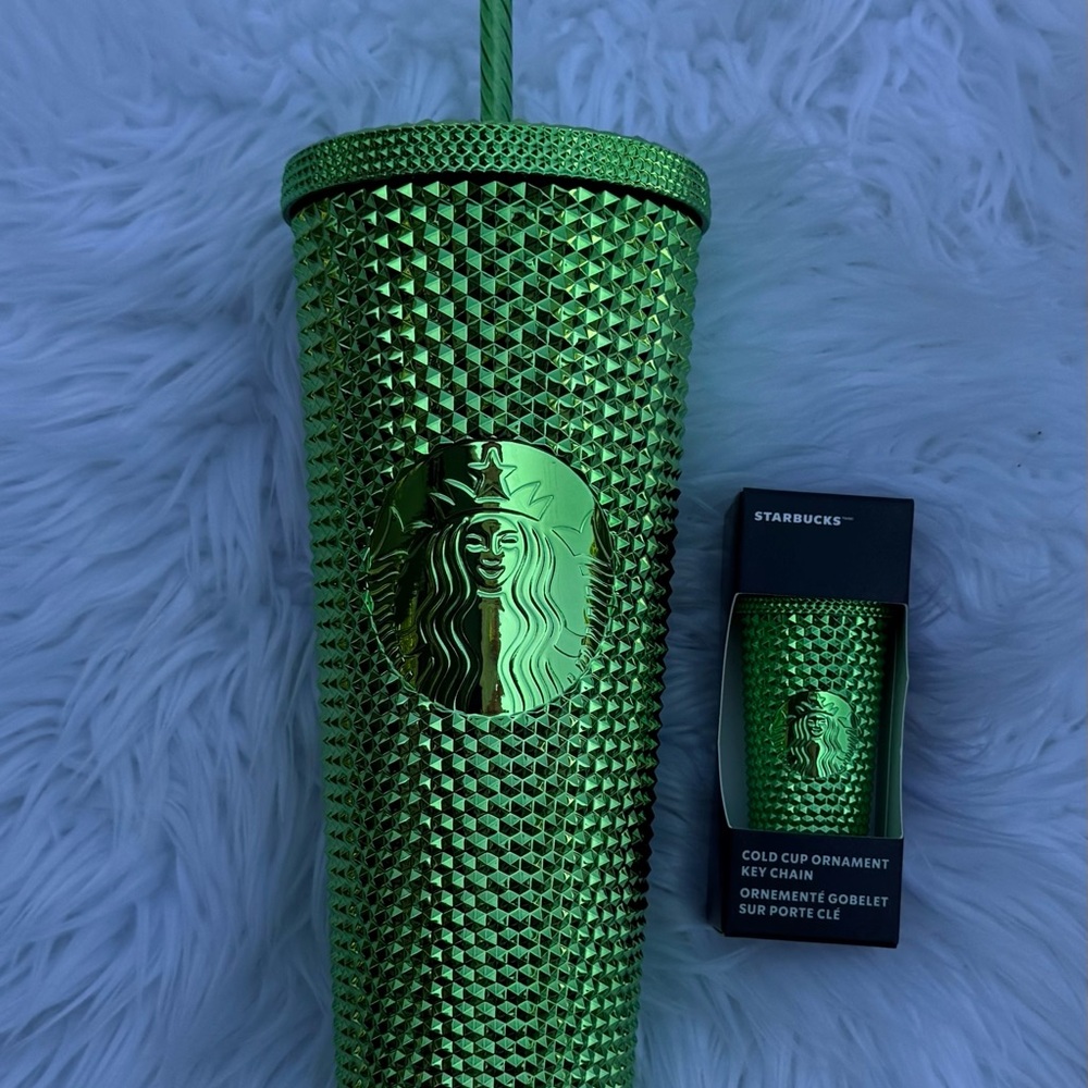 Starbucks Emerald Green Textured Tumbler with Keychain